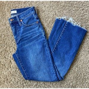 Madewell Women's Cali Demi Boot Raw Hem Edition Crop Jeans Fly Mid Rise 23